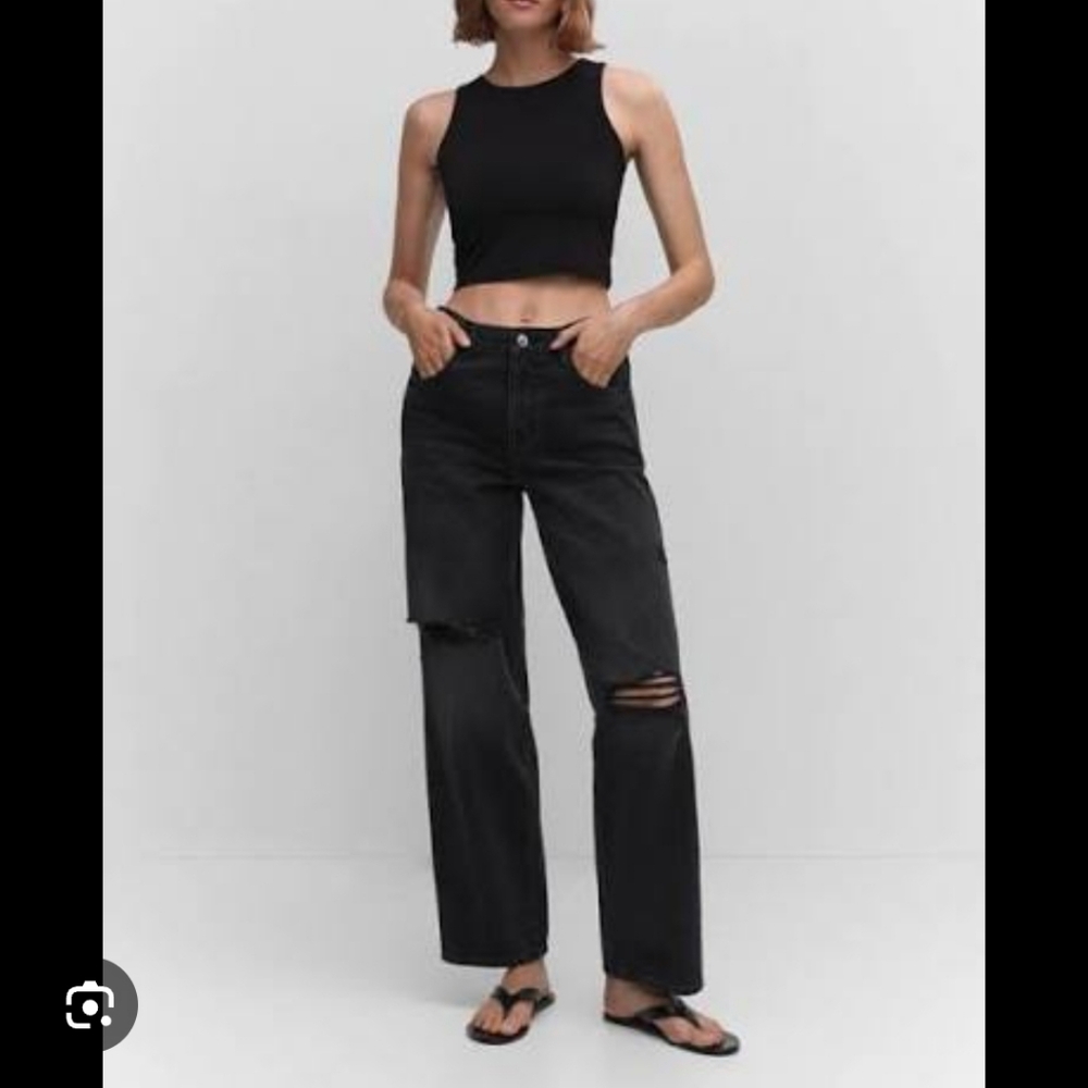Mango Charcoal Wide-Leg Jeans. womens size 2 New with tags!